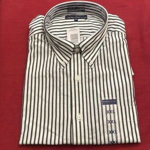 Hathaway Sport button down long sleeve shirt.  Charcoal grey and white stripe.